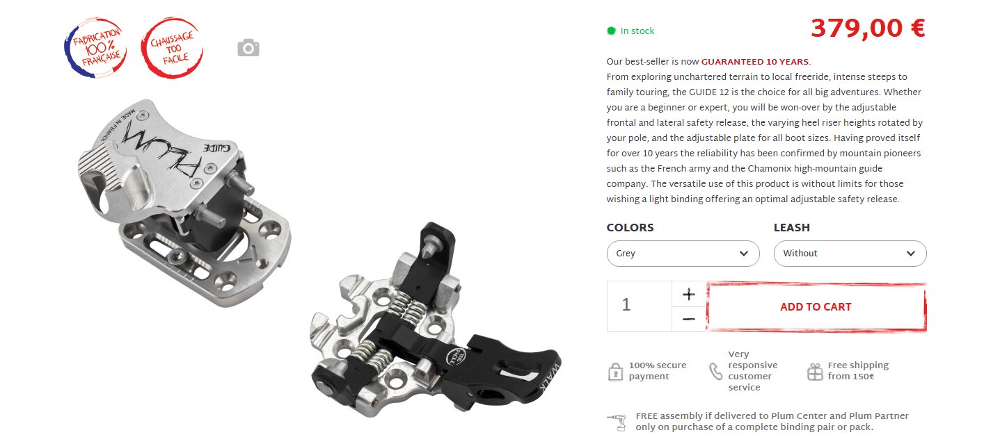Säljes: Tech bindning Plum guide 12 + stoppers = KARIBOU 12 STOPPER typ ...